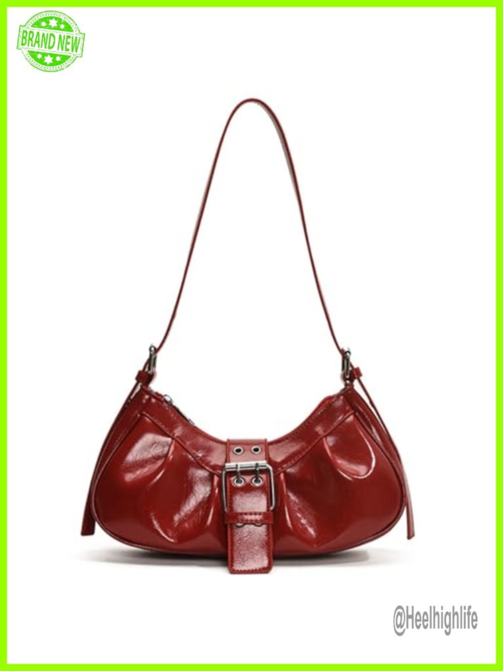 Y2K PU Leather Hobo Shoulder Bag Small Cute Clutch Top Handle Purse